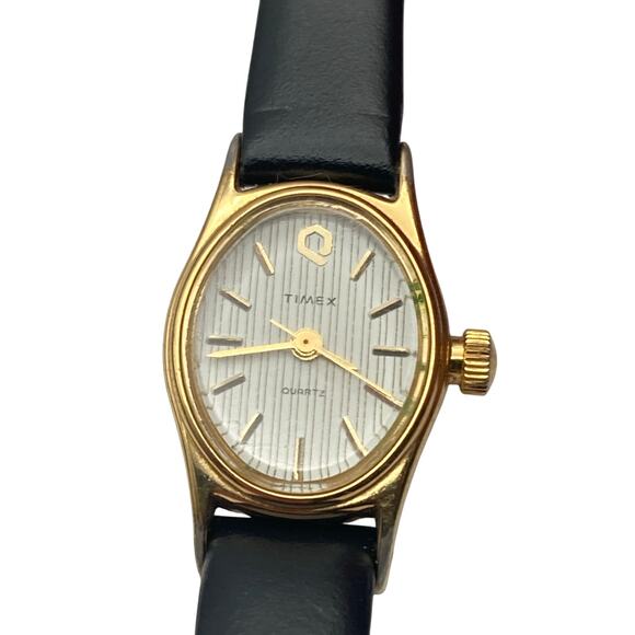 VTG Women's Timex Q Petite N Cell Watch 18mm New Battery - Leather Band - Picture 1 of 11